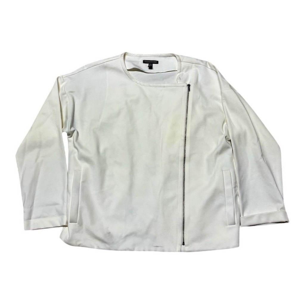 Eileen Fisher‎ Women's Ivory Zip Jacket Size S Long Sleeve